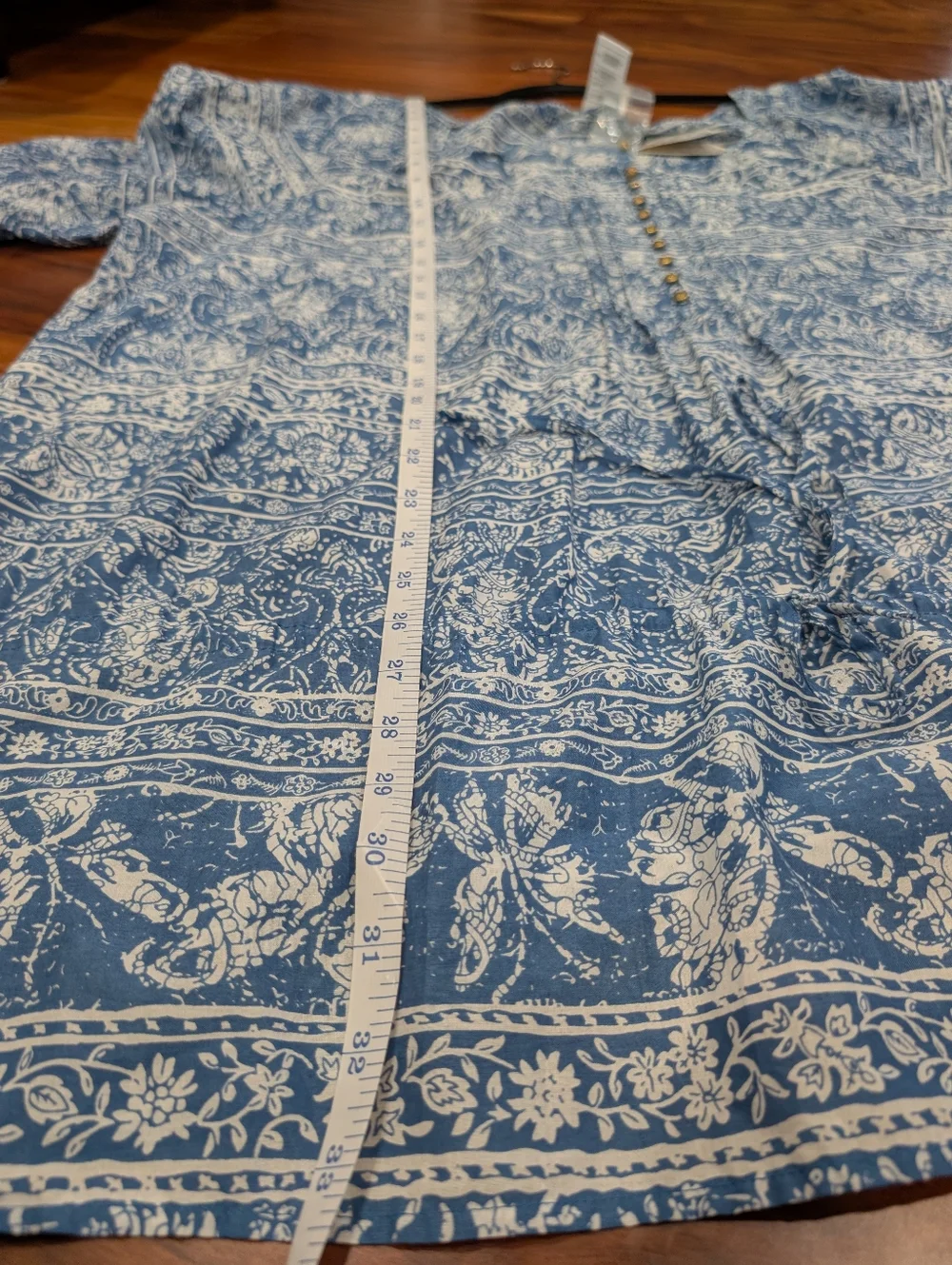 Just My Size Blue and White Printed Peasant Tunic Size 3X NWT - Picture 10 of 10